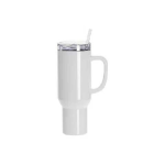 40oz/1200ml Stainless Steel White Travel Tumbler with Lid & Straw(White Handle)